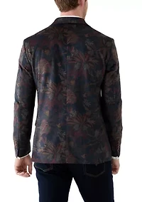 Men's Leaf Printed Velvet Sportcoat
