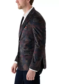 Men's Leaf Printed Velvet Sportcoat