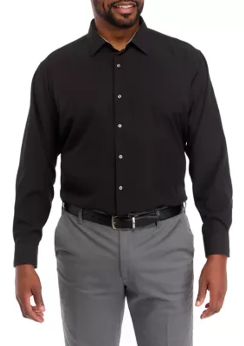 Big & Tall Stretch Solid Contrast Shirt