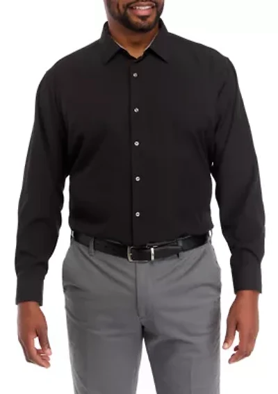 Big & Tall Stretch Solid Contrast Shirt