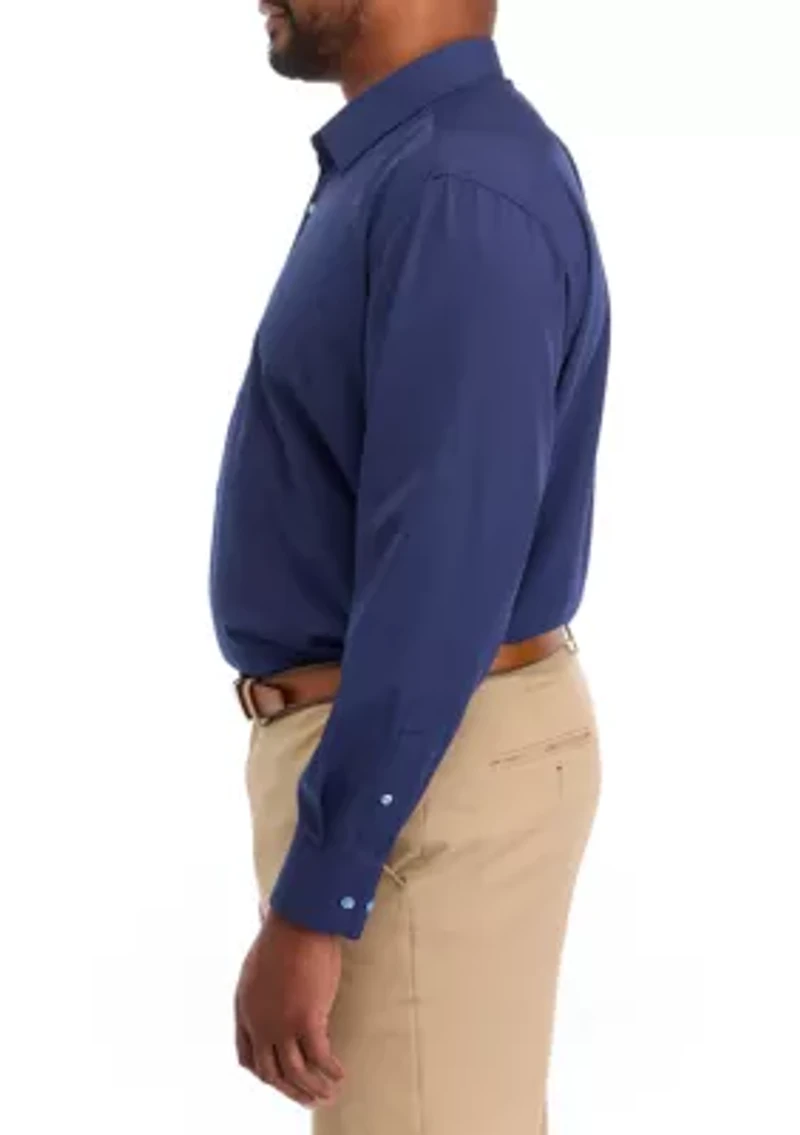 Big & Tall Stretch Solid Contrast Shirt