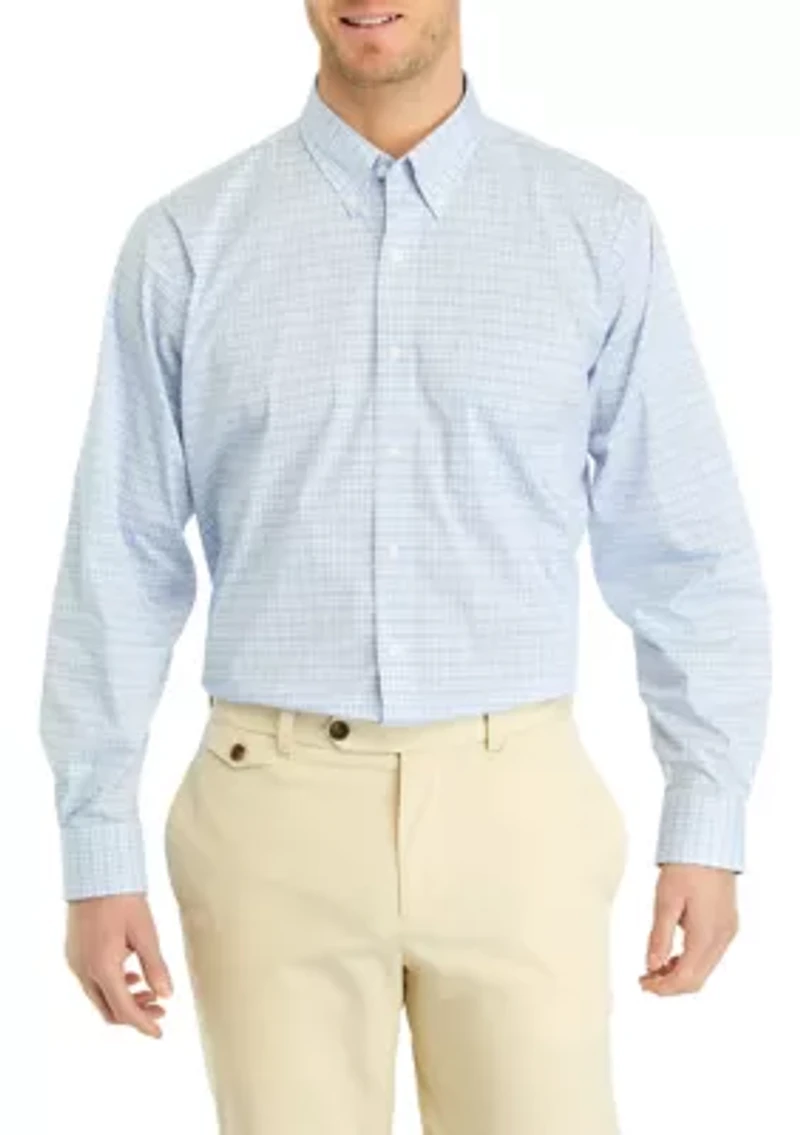 Blue Check Plaid Printed Button Down Shirt