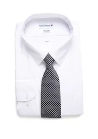 Big & Tall Allover Stretch Dress Shirt and Tie