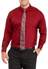 Men's Big Solid Shirt and Paisley Tie Set