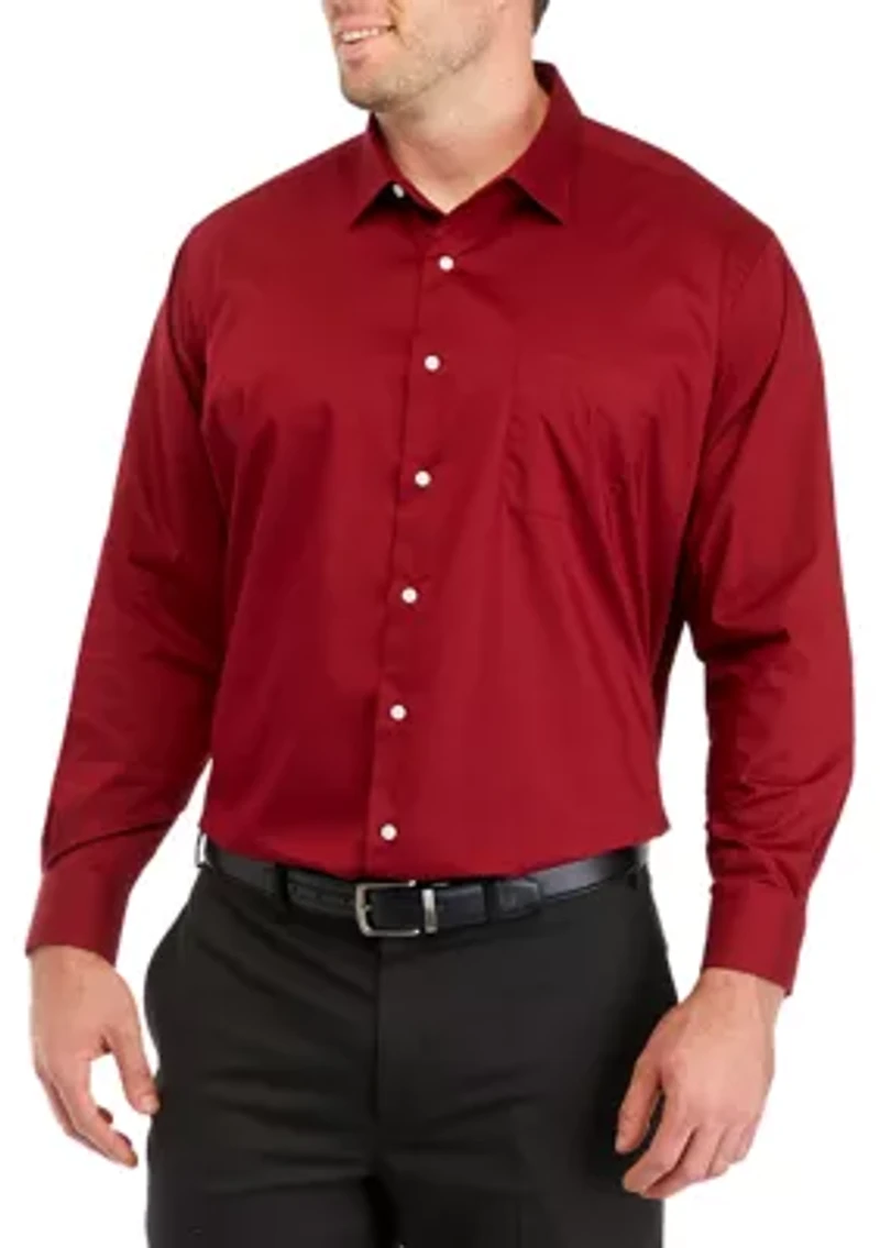 Men's Big Solid Shirt and Paisley Tie Set