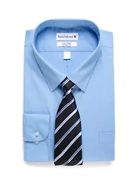 Big & Tall Allover Stretch Dress Shirt and Tie