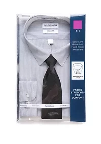 Big & Tall Allover Stretch Dress Shirt and Tie