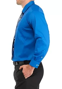 Men's Big Solid Shirt and Printed Tie Set