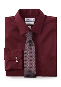 Solid Dress Shirt and Printed Tie Set