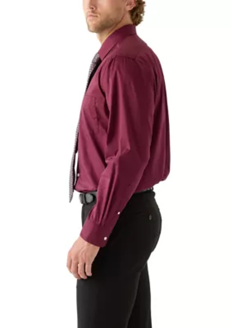 Solid Dress Shirt and Printed Tie Set