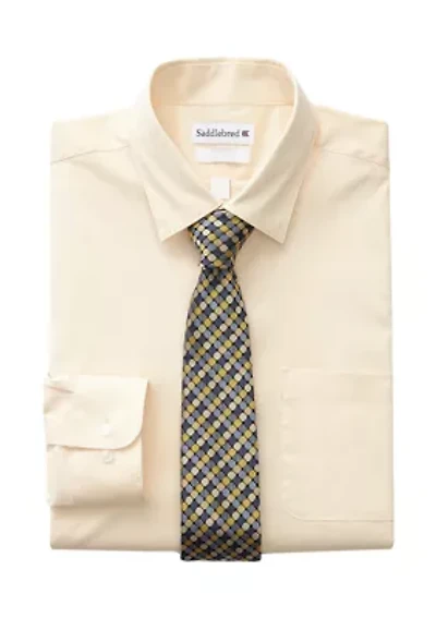 Stretch Solid Dress Shirt with Tie