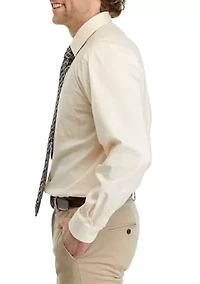 Stretch Solid Dress Shirt with Tie