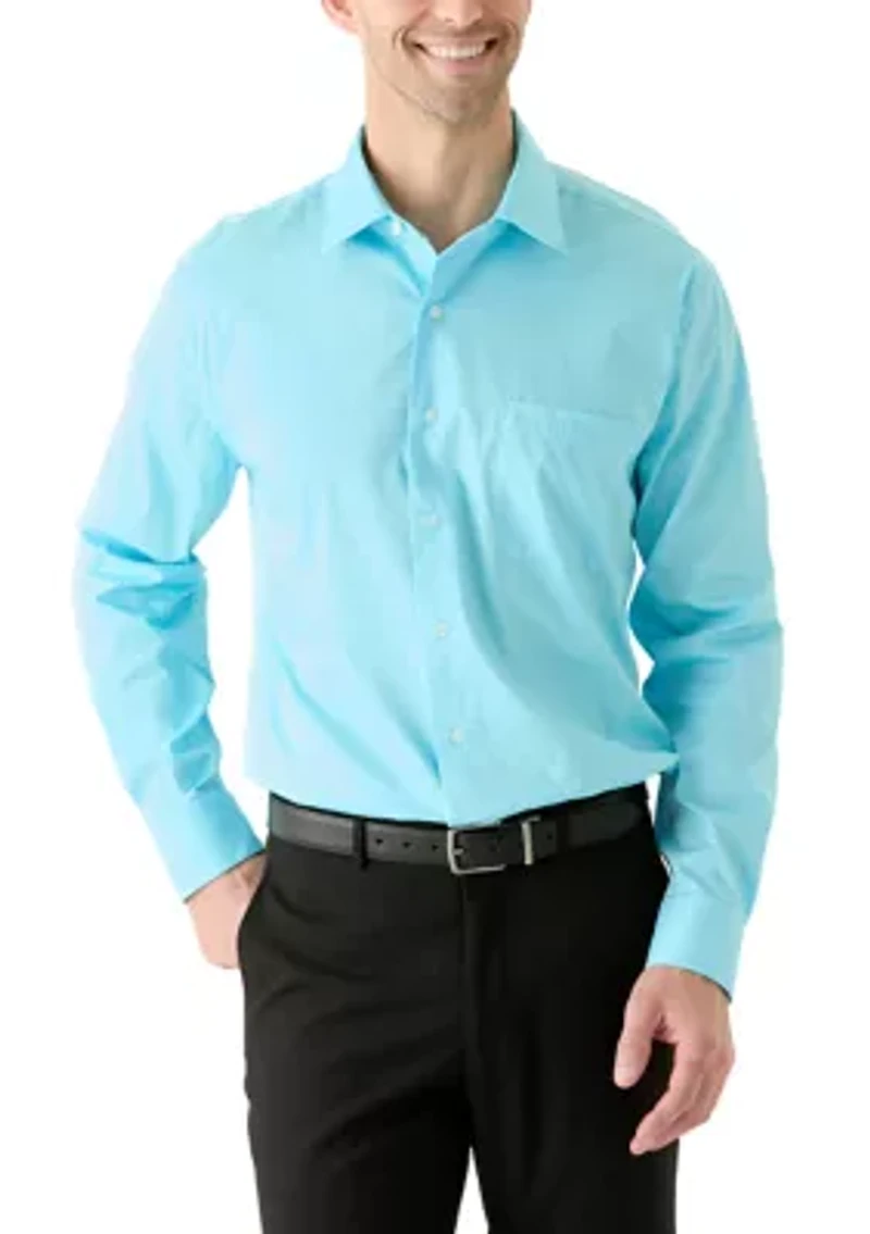 Solid Shirt and Plaid Tie Set