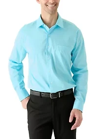 Solid Shirt and Plaid Tie Set