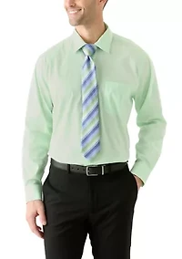 Solid Shirt and Striped Tie Set