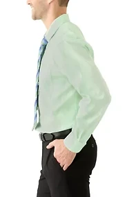 Solid Shirt and Striped Tie Set