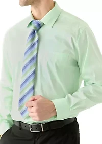 Solid Shirt and Striped Tie Set