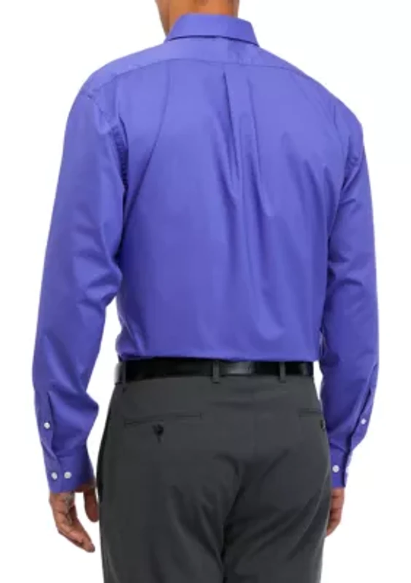 Point Collar Solid Button Down Shirt