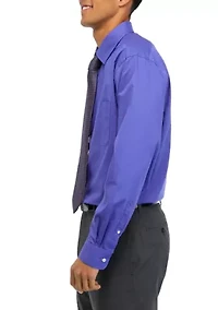 Point Collar Solid Button Down Shirt