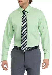 Solid Dress Shirt and Printed Tie Set