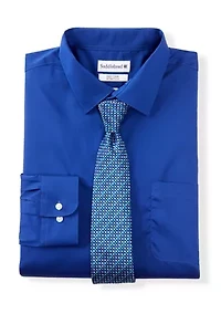 Big & Tall Fashion Dress Shirt with Printed Tie