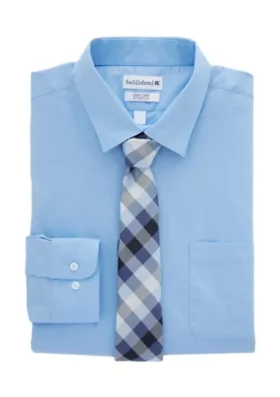 Big & Tall Dress Shirt and Printed Tie Set