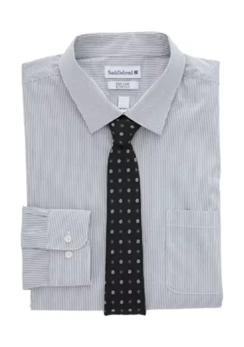 Big & Tall Dress Shirt and Printed Tie Set