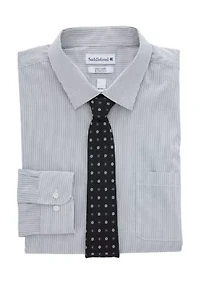 Big & Tall Dress Shirt and Printed Tie Set