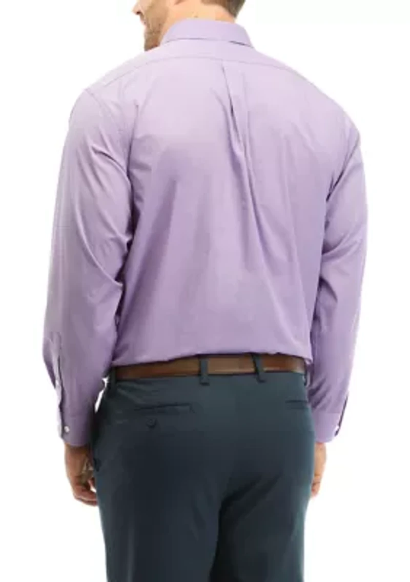 Men's Big Solid Stretch Spread Collar Shirt