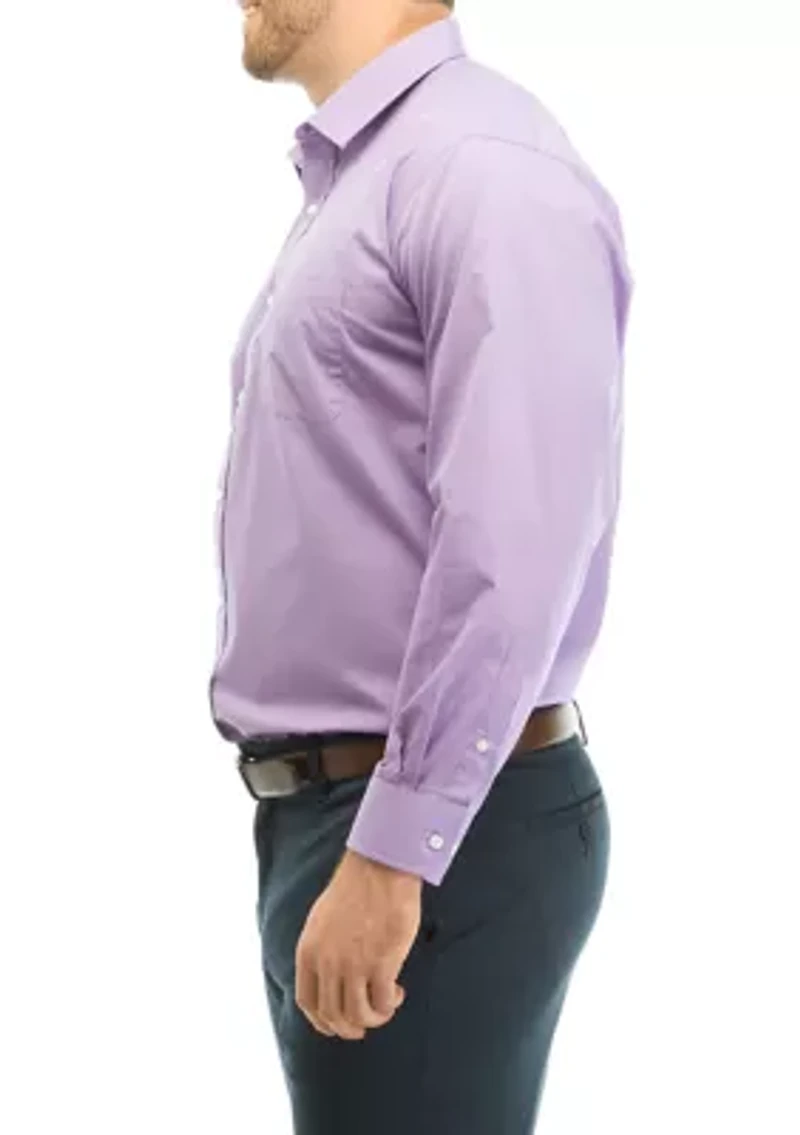 Men's Big Solid Stretch Spread Collar Shirt