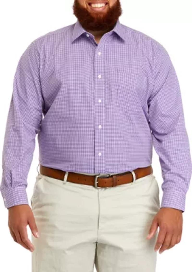 Big & Tall Gingham Stretch Collar Shirt