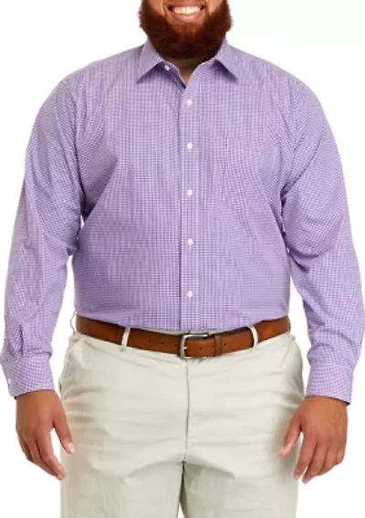 Big & Tall Gingham Stretch Collar Shirt