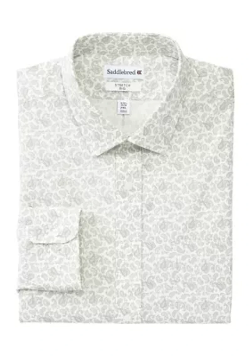 Big & Tall Printed Stretch Collar Shirt