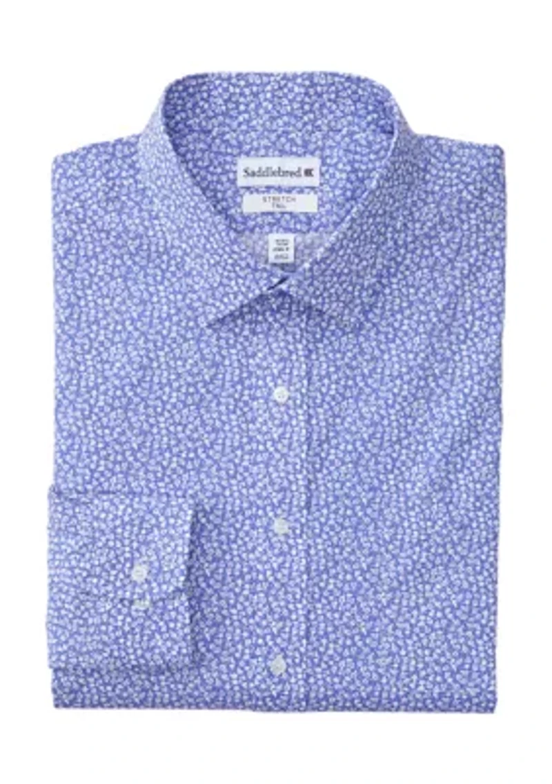 Big & Tall Printed Stretch Collar Shirt