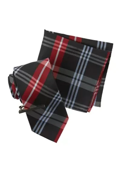 Big & Tall Tie, Handkerchief and Tie Bar Set