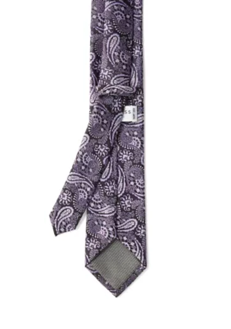 Big & Tall Paisley Pocket Square, Tie and Tie Bar Set