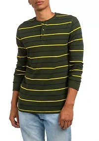 Long Sleeve Striped Thermal Henley Shirt