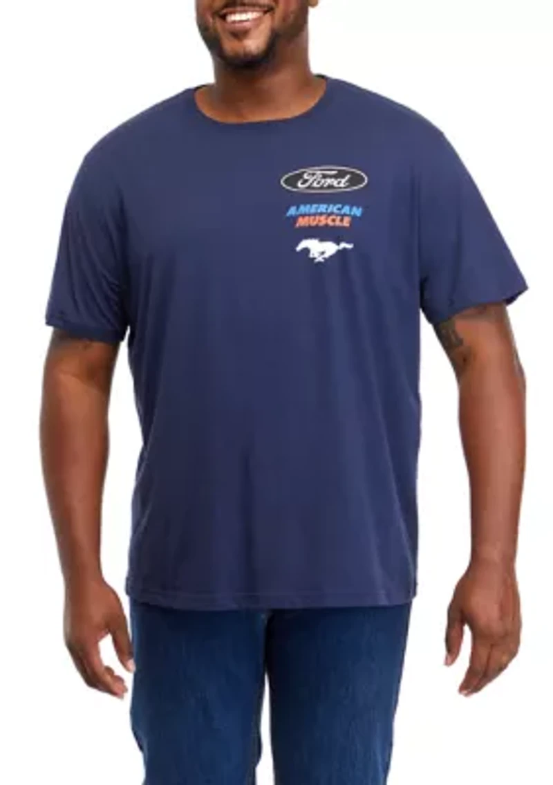 Big & Tall Short Sleeve American Muscle Mustang Graphic T-Shirt