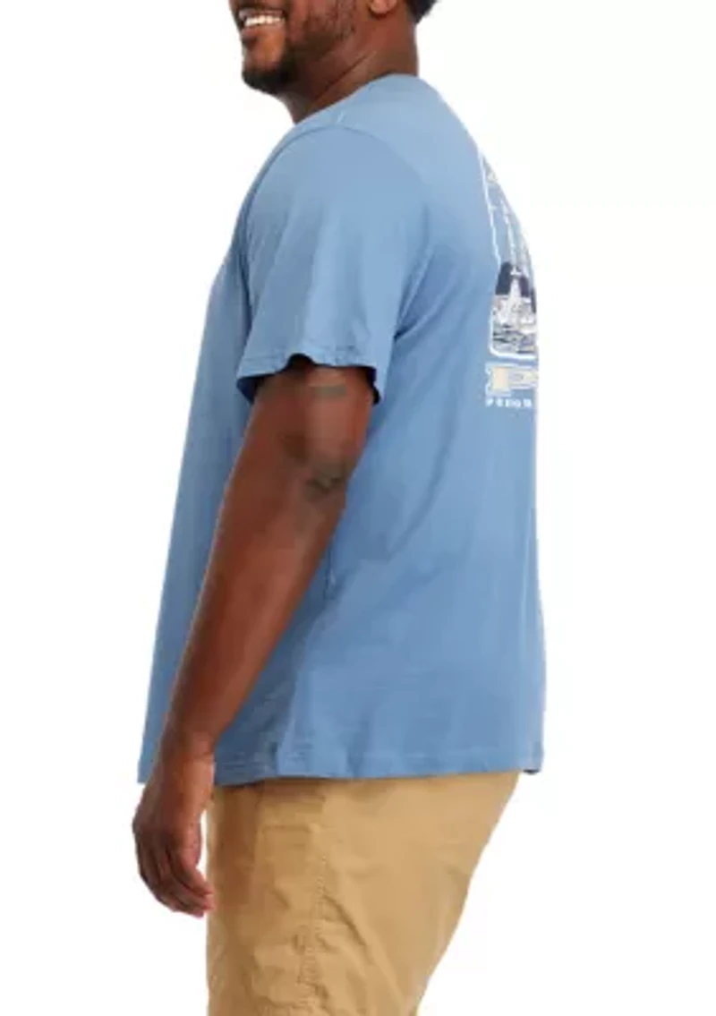 Big & Tall Short Sleeve Forem Flats Boat Graphic T-Shirt
