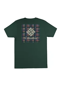 Short Sleeve Plaid Logo Graphic T-Shirt