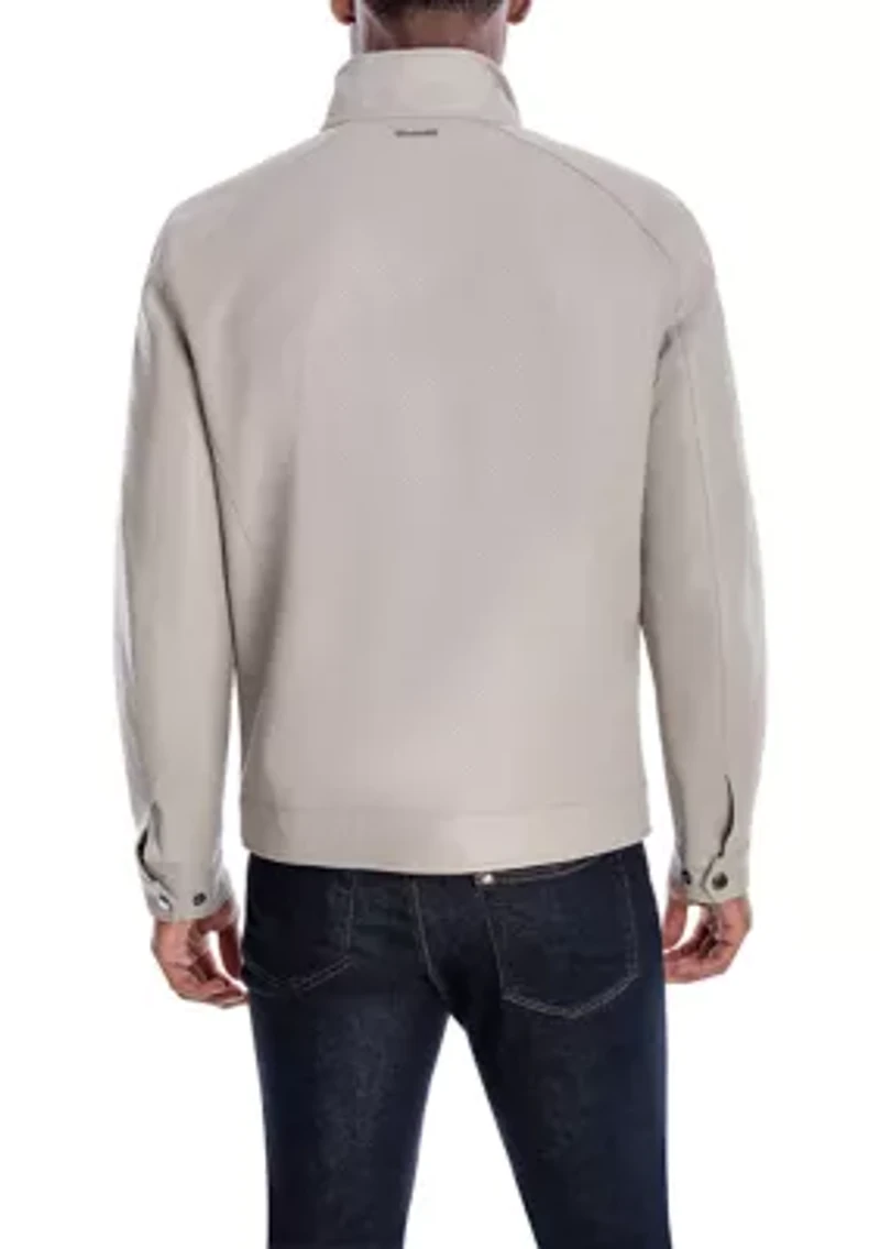 Men's Perforated Front Bomber Jacket