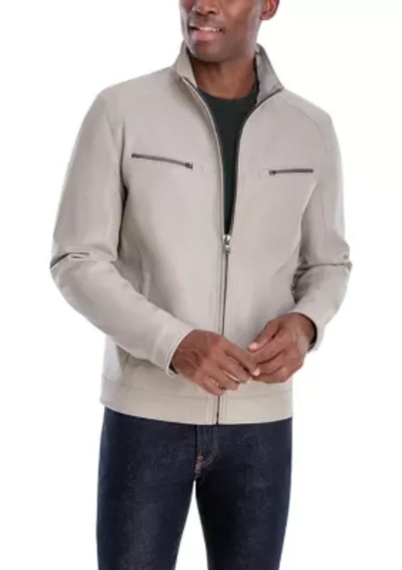 Men's Perforated Front Bomber Jacket
