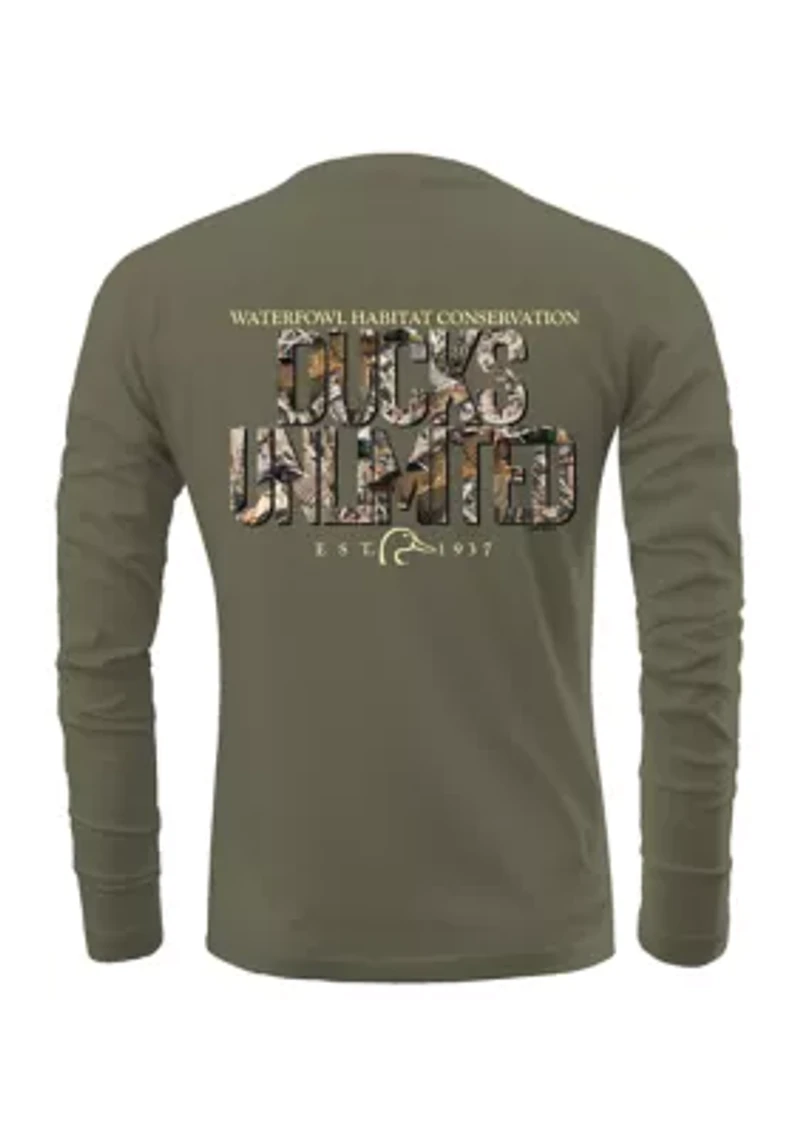 Men's Long Sleeve Camo Logo Graphic T-Shirt