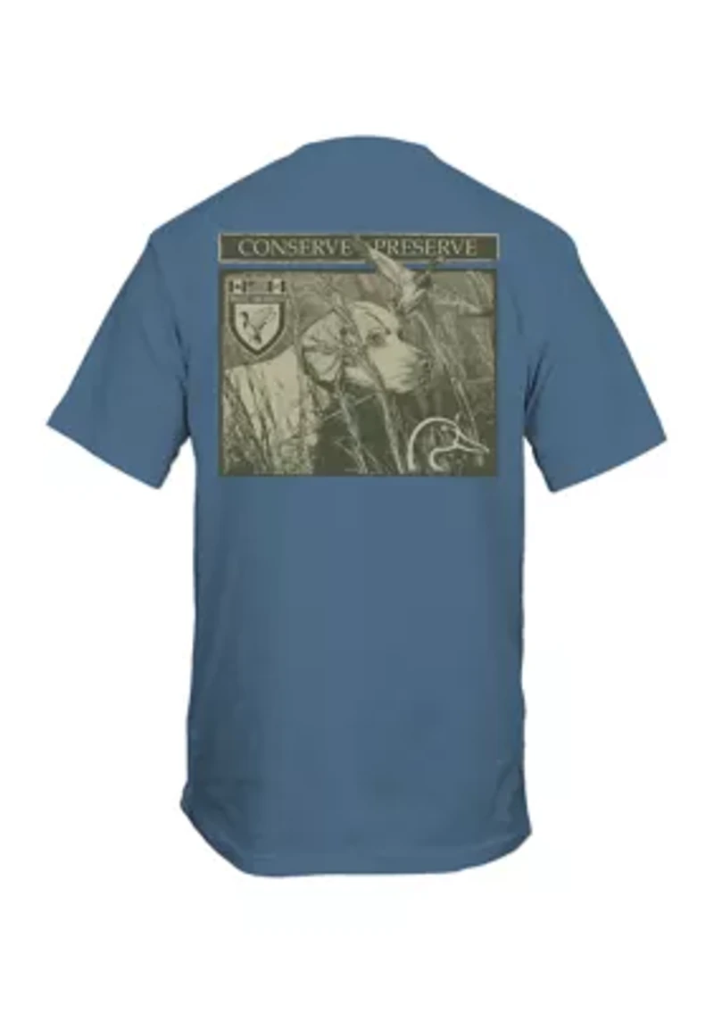 Men's Short Sleeve Ducks Unlimited Grassy Dog Graphic T-Shirt