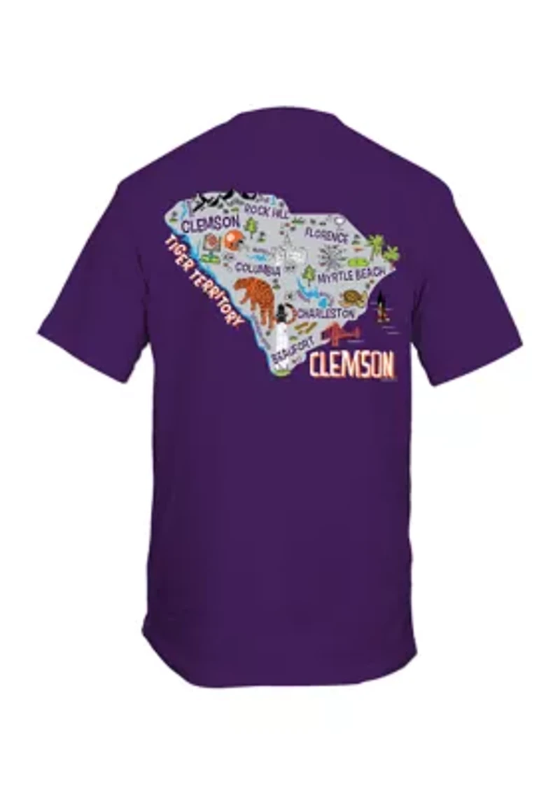 NCAA Clemson Tigers Cartoon State Graphic T-Shirt