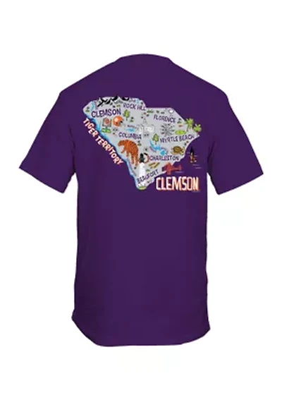 NCAA Clemson Tigers Cartoon State Graphic T-Shirt