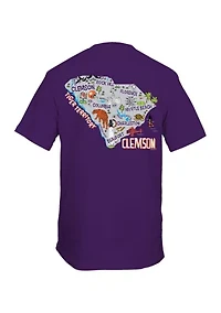 NCAA Clemson Tigers Cartoon State Graphic T-Shirt