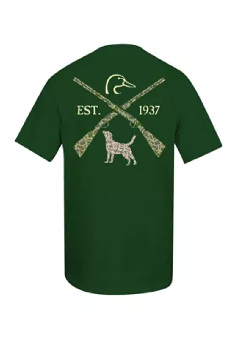 Men's Short Sleeve Camo Crossed Dog Graphic T-Shirt