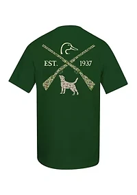 Men's Short Sleeve Camo Crossed Dog Graphic T-Shirt