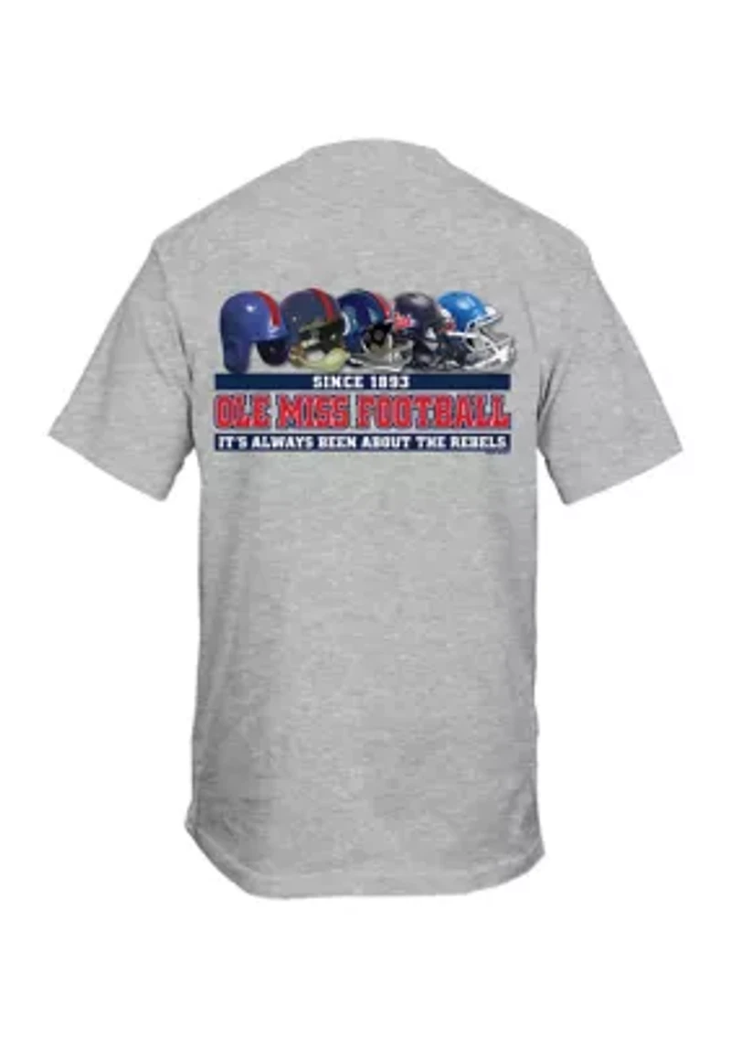NCAA Ole Miss Rebels Past Present Helmets Graphic T-Shirt